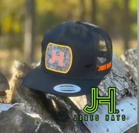 2022 Jobes Hats All Black Camo Neon Orange Outline