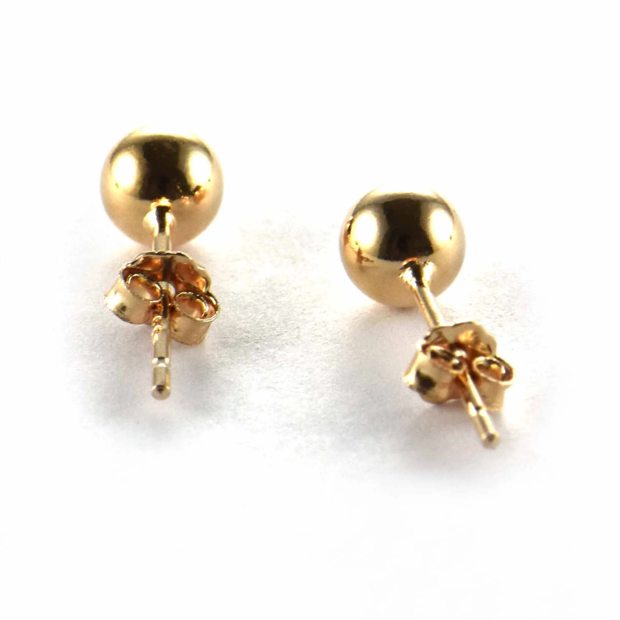 6mm silver ball studs earring with pink gold plating