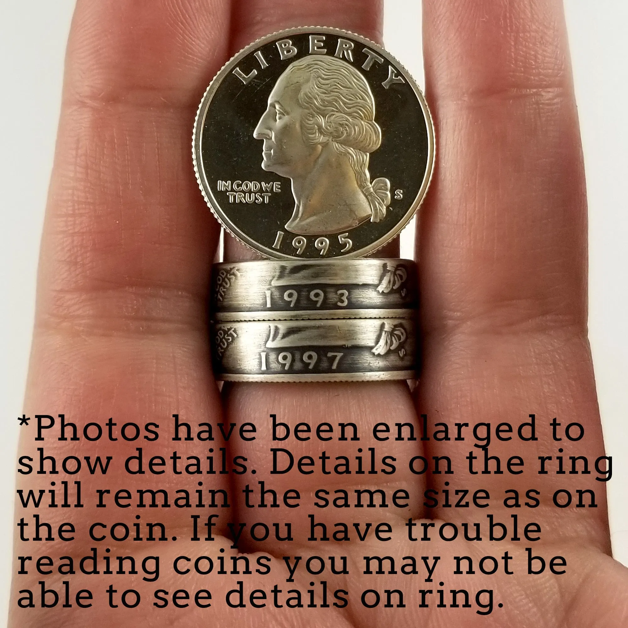 90% Silver 1993 Washington Quarter Ring