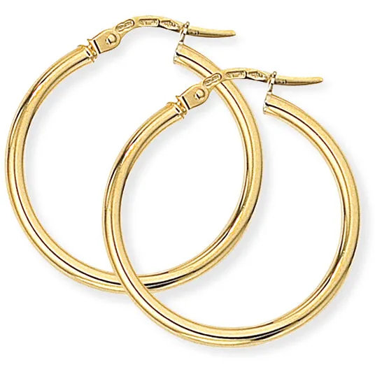 9ct Gold Plain Hoop Earrings