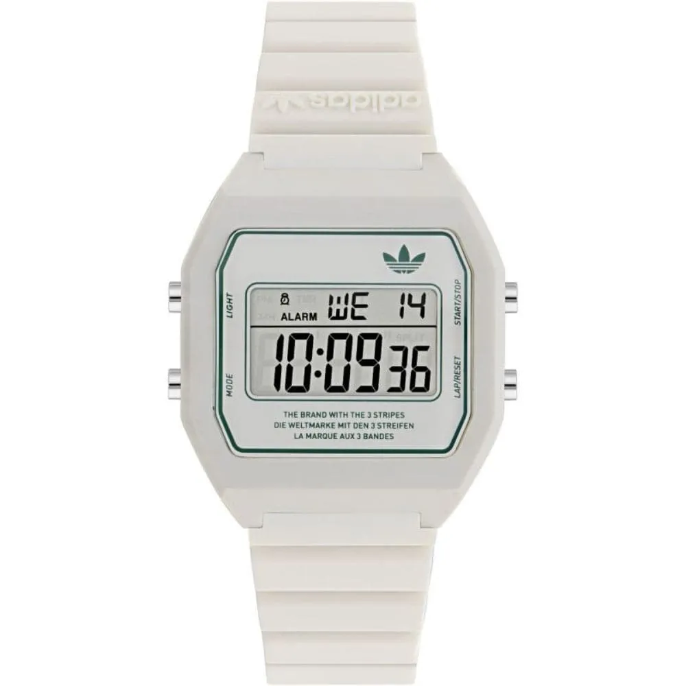 Adidas Digital White Resin Strap Unisex Watch AOST23557