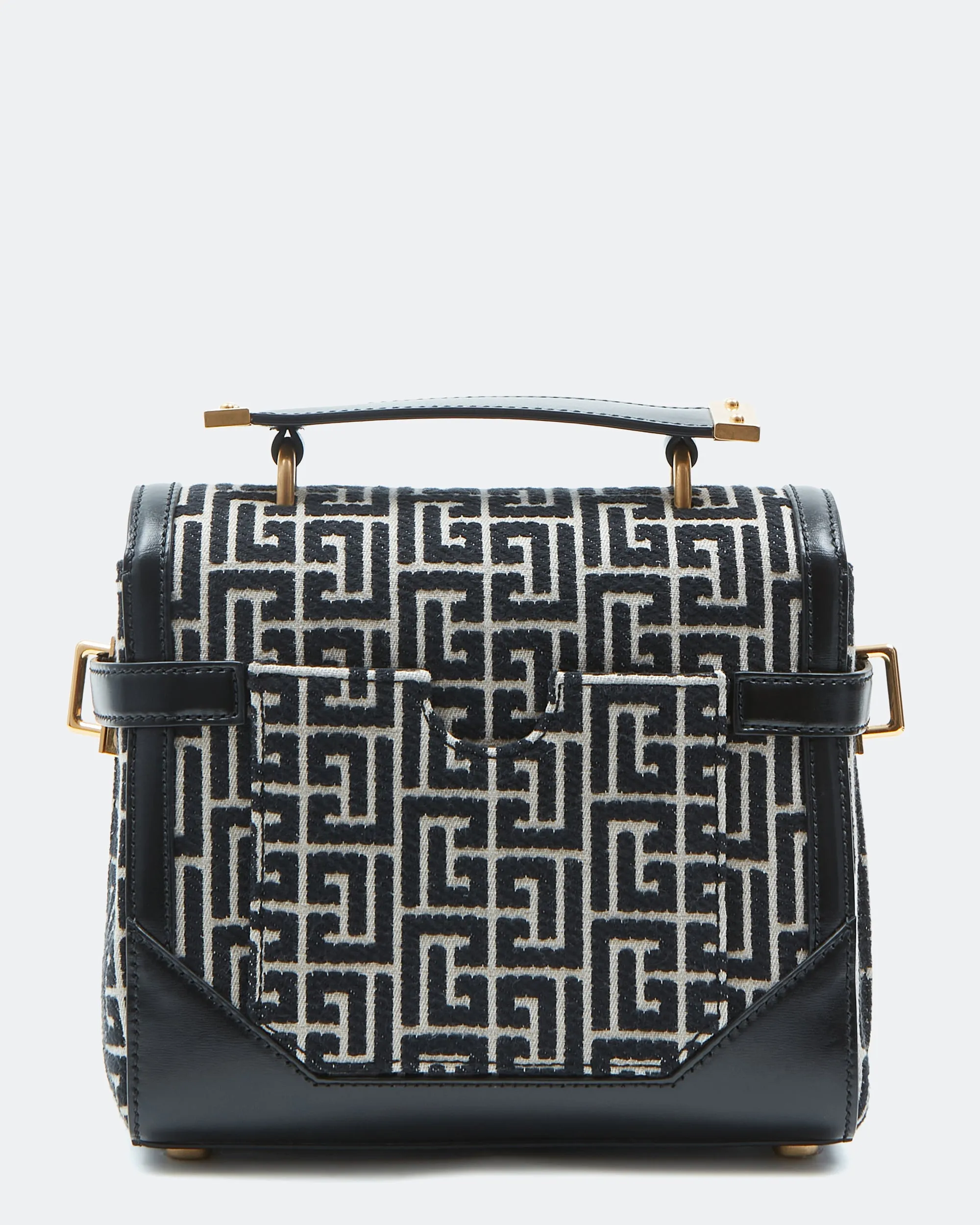 Balmain Black B-Buzz 23 Leather-Trimmed Jacquard Shoulder Bag