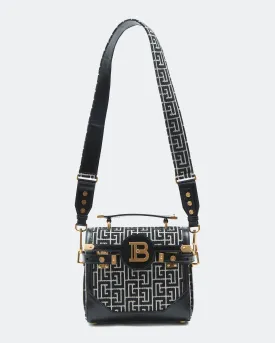 Balmain Black B-Buzz 23 Leather-Trimmed Jacquard Shoulder Bag