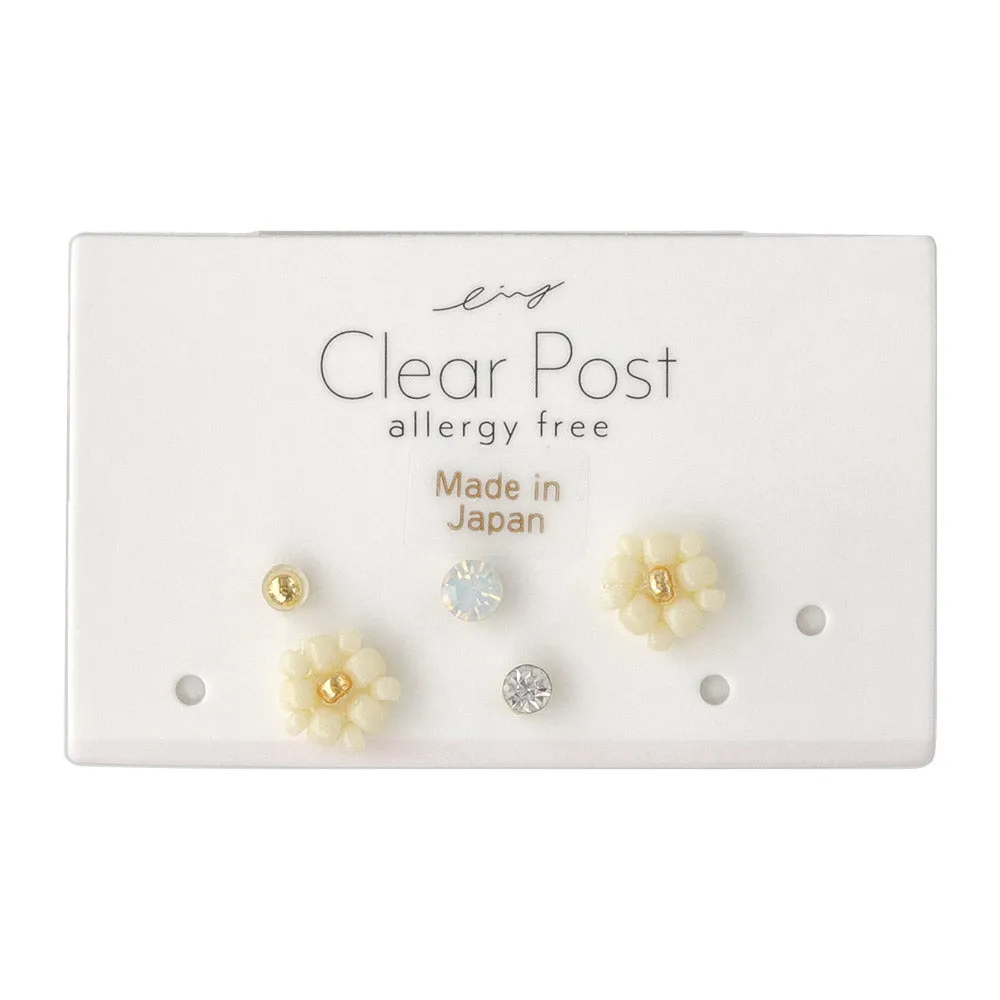 Beaded Flower Small Plastic Stud Set