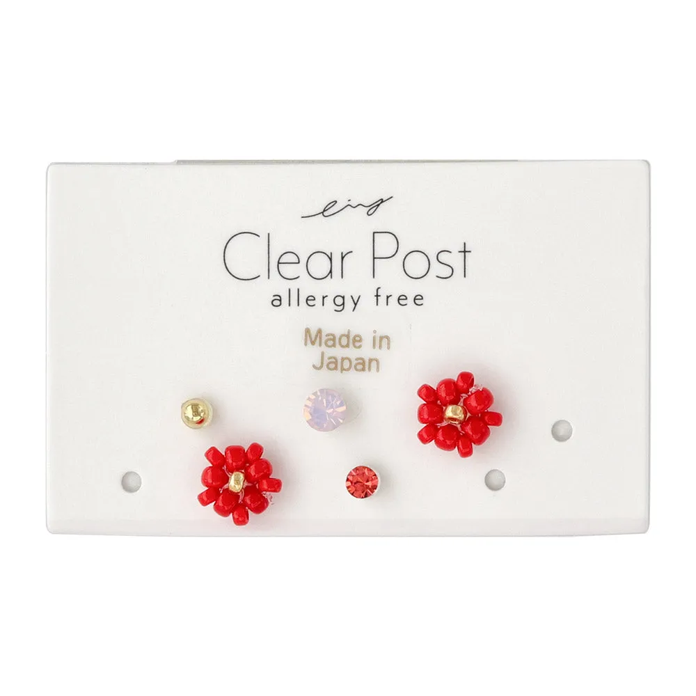 Beaded Flower Small Plastic Stud Set