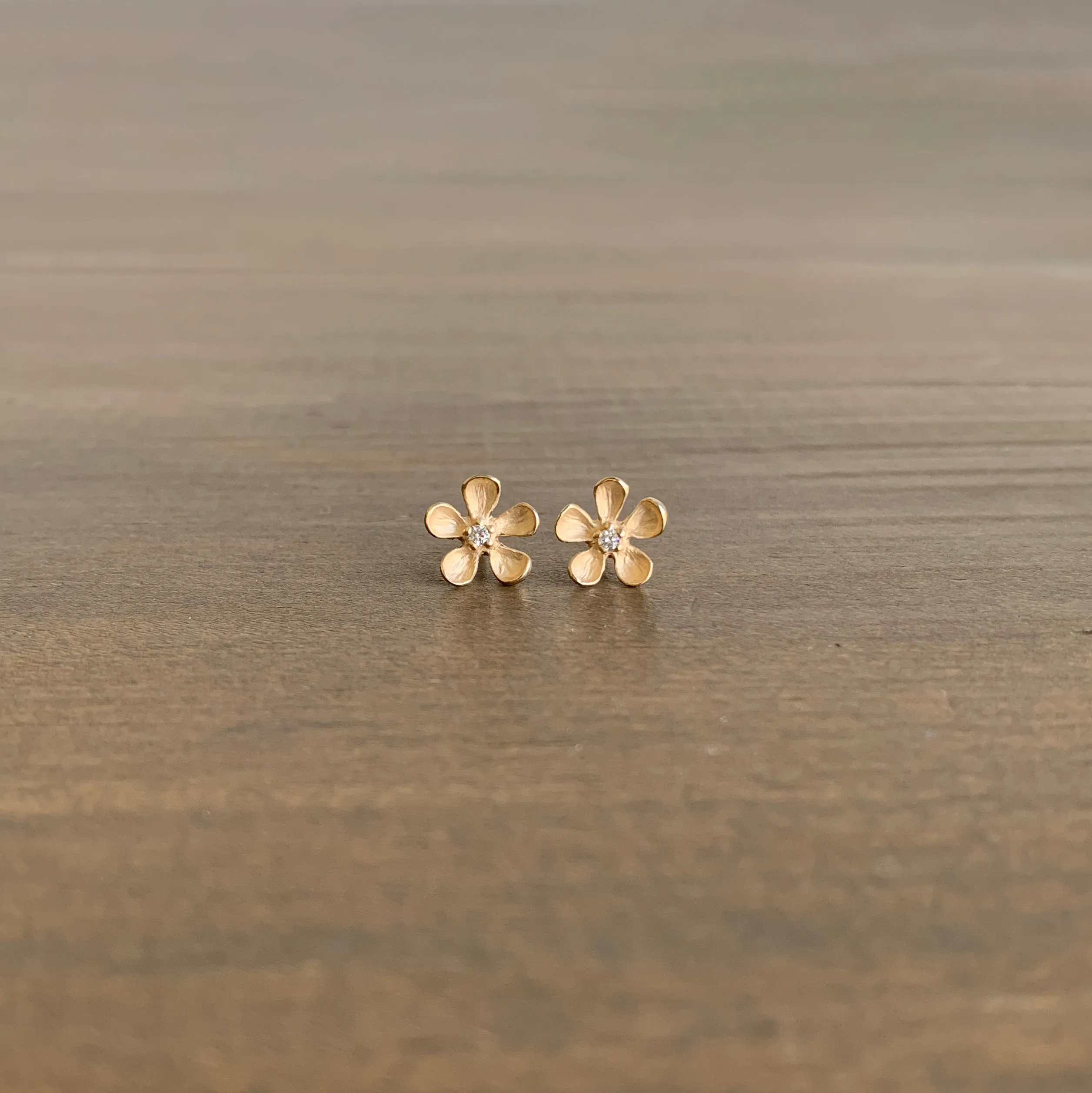 Big Flower Stud Earrings with Diamonds