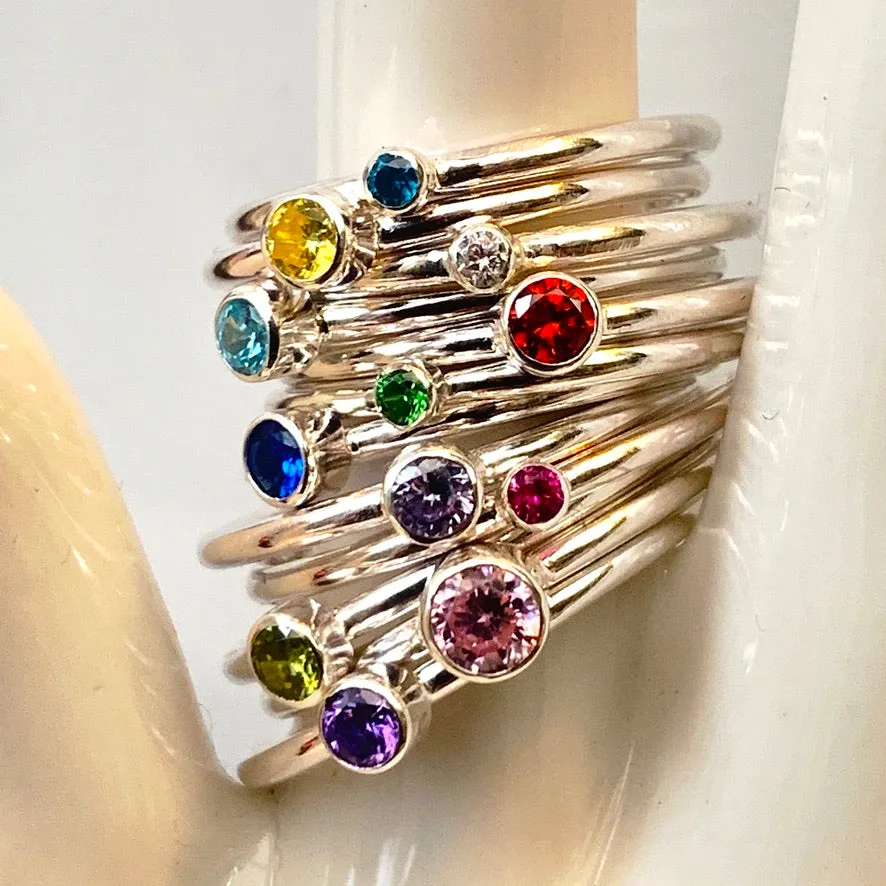 Birthstone stacking rings 3mm