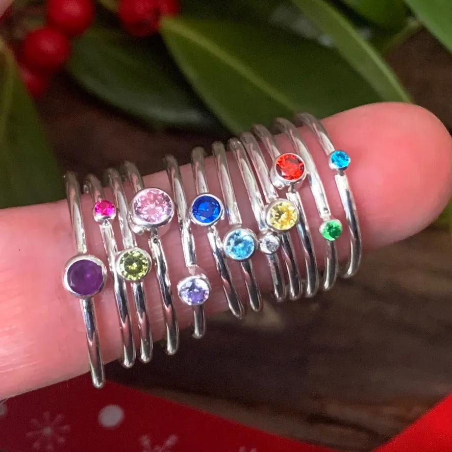 Birthstone stacking rings 3mm