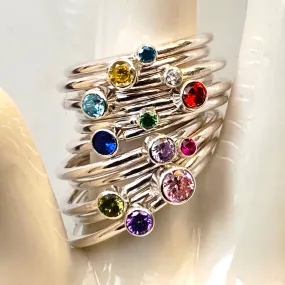 Birthstone stacking rings 3mm