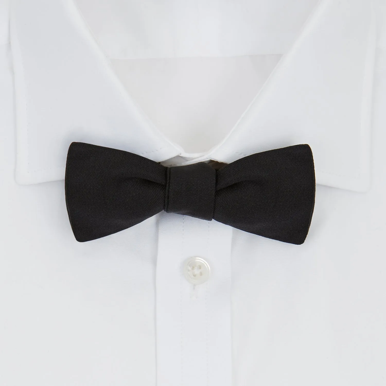 Black Narrow Silk Bow Tie