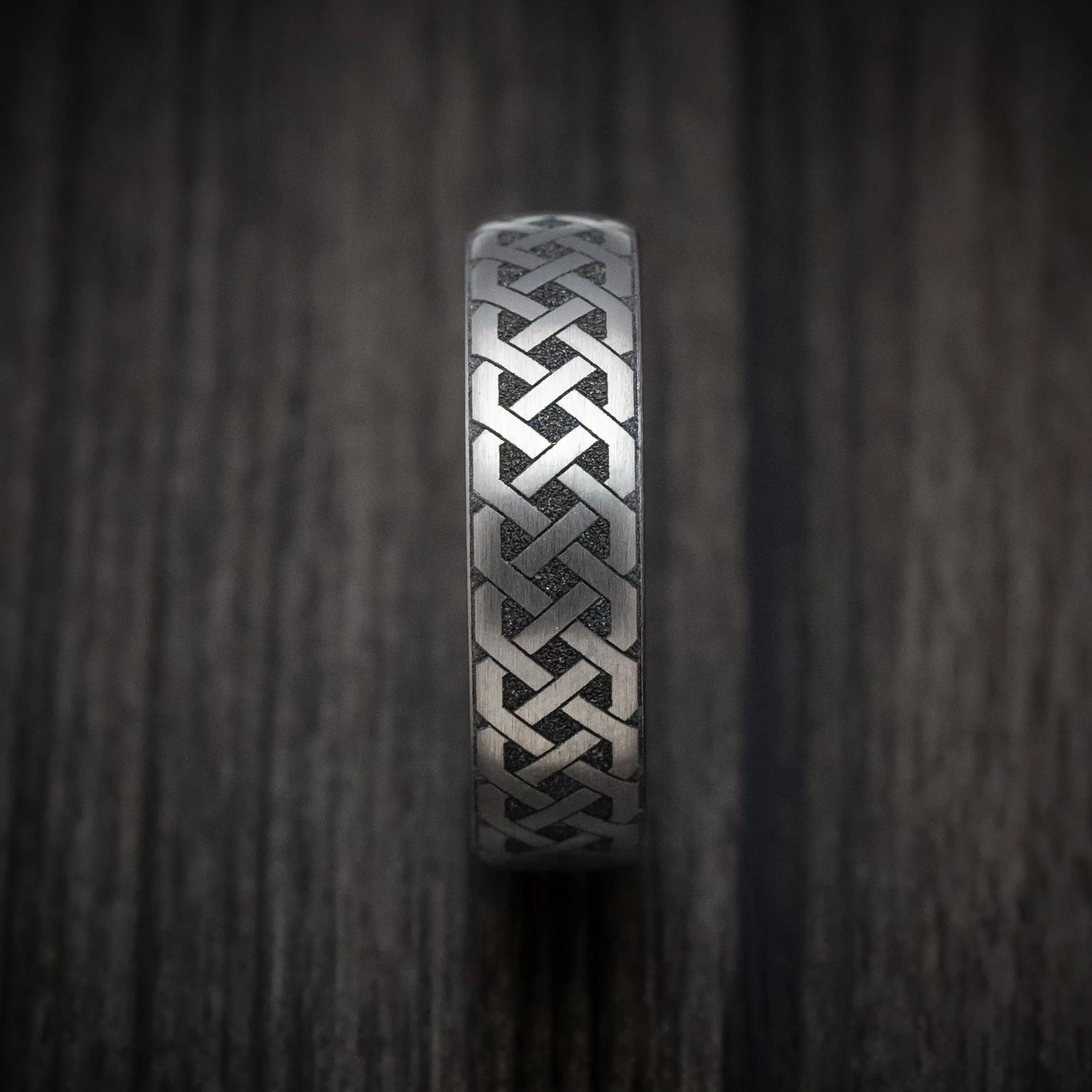 Black Titanium Celtic Love Knot Mens Ring