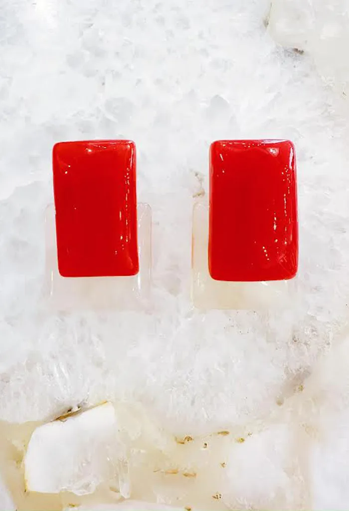 Block Candy Statement Studs-Red