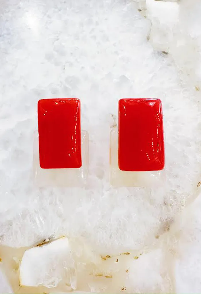 Block Candy Statement Studs-Red