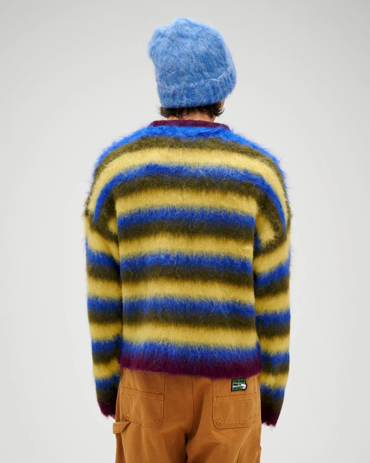 Blurry Lines Alpaca Crewneck Sweater - Yellow Multi