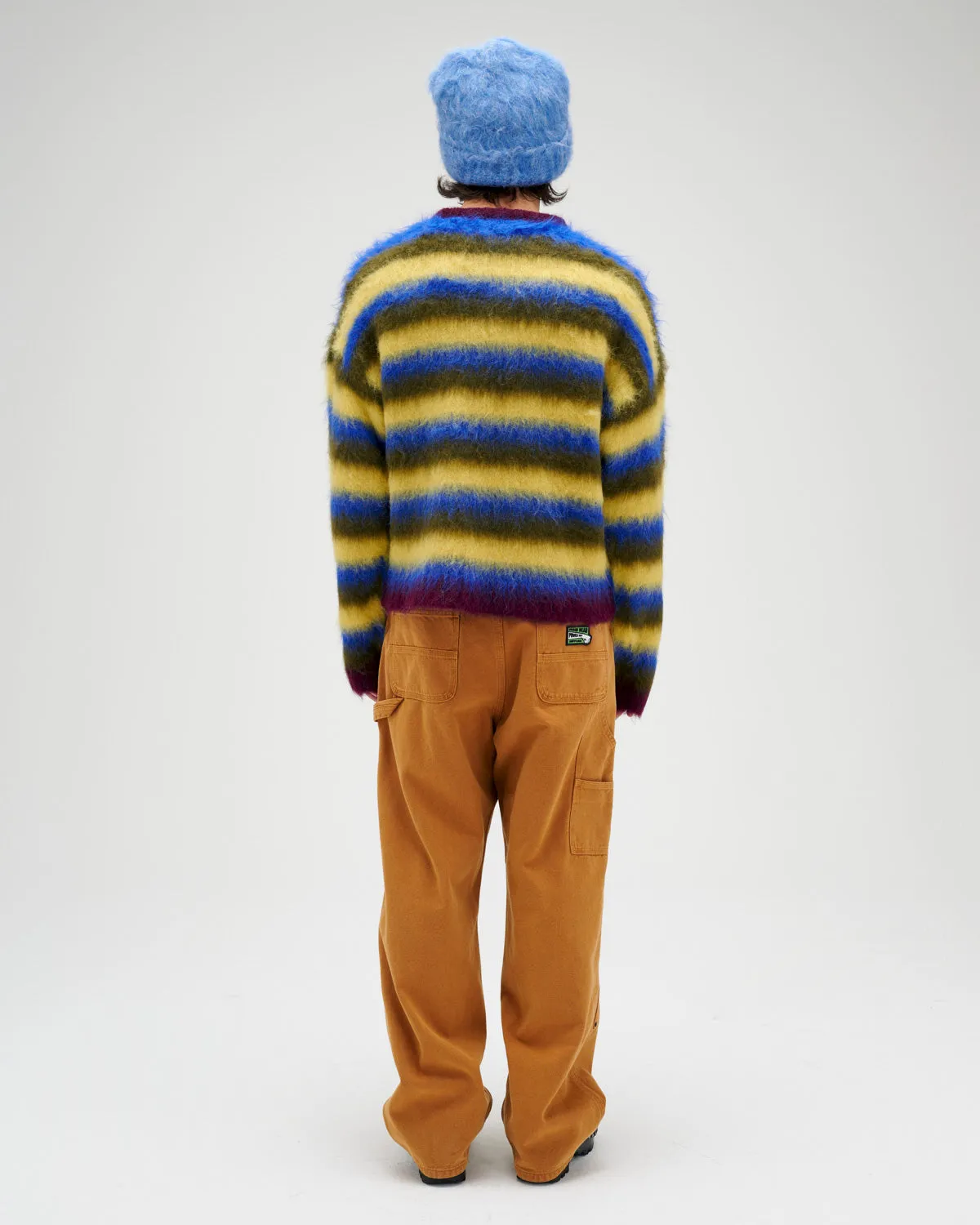 Blurry Lines Alpaca Crewneck Sweater - Yellow Multi