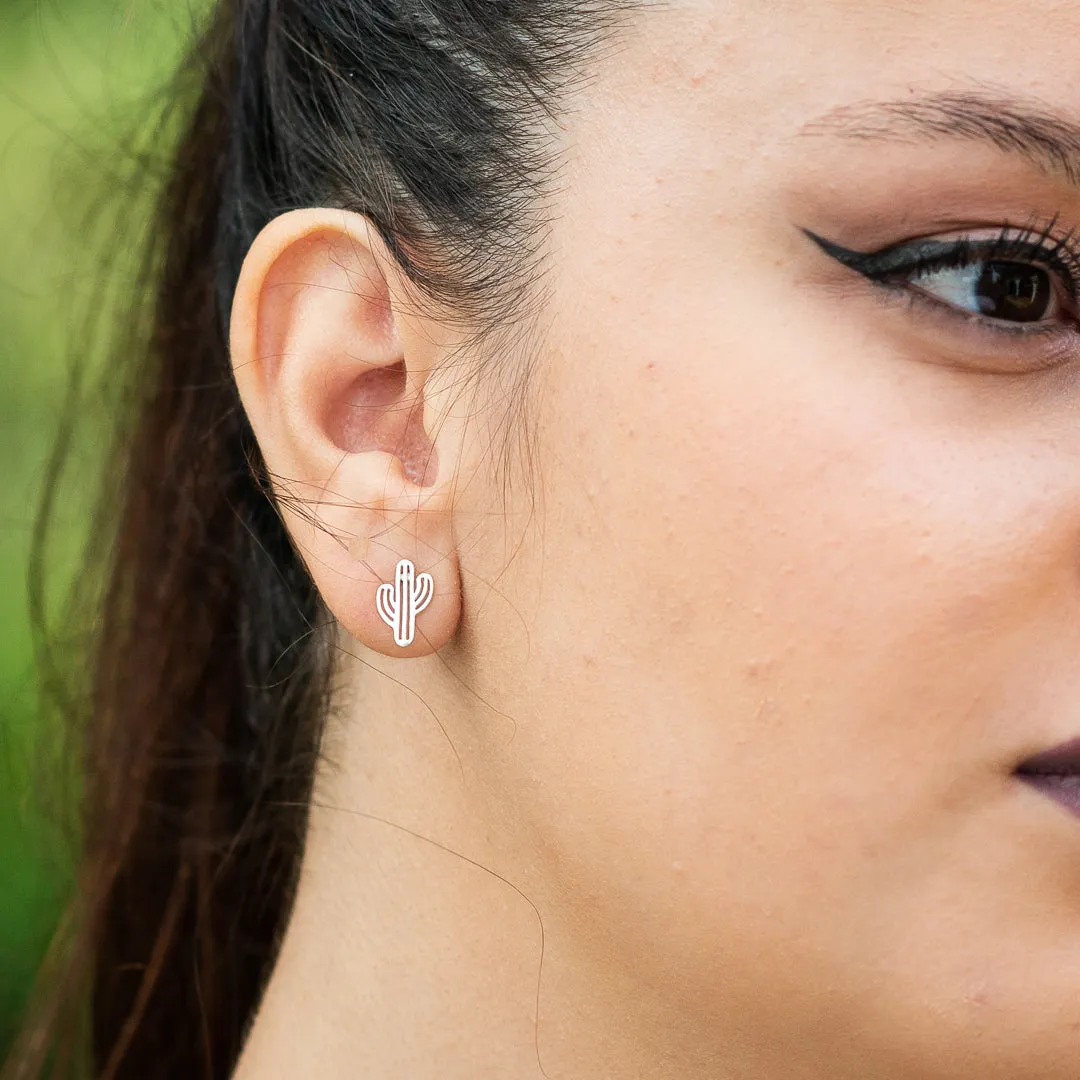 Cactus sterling silver stud earrings