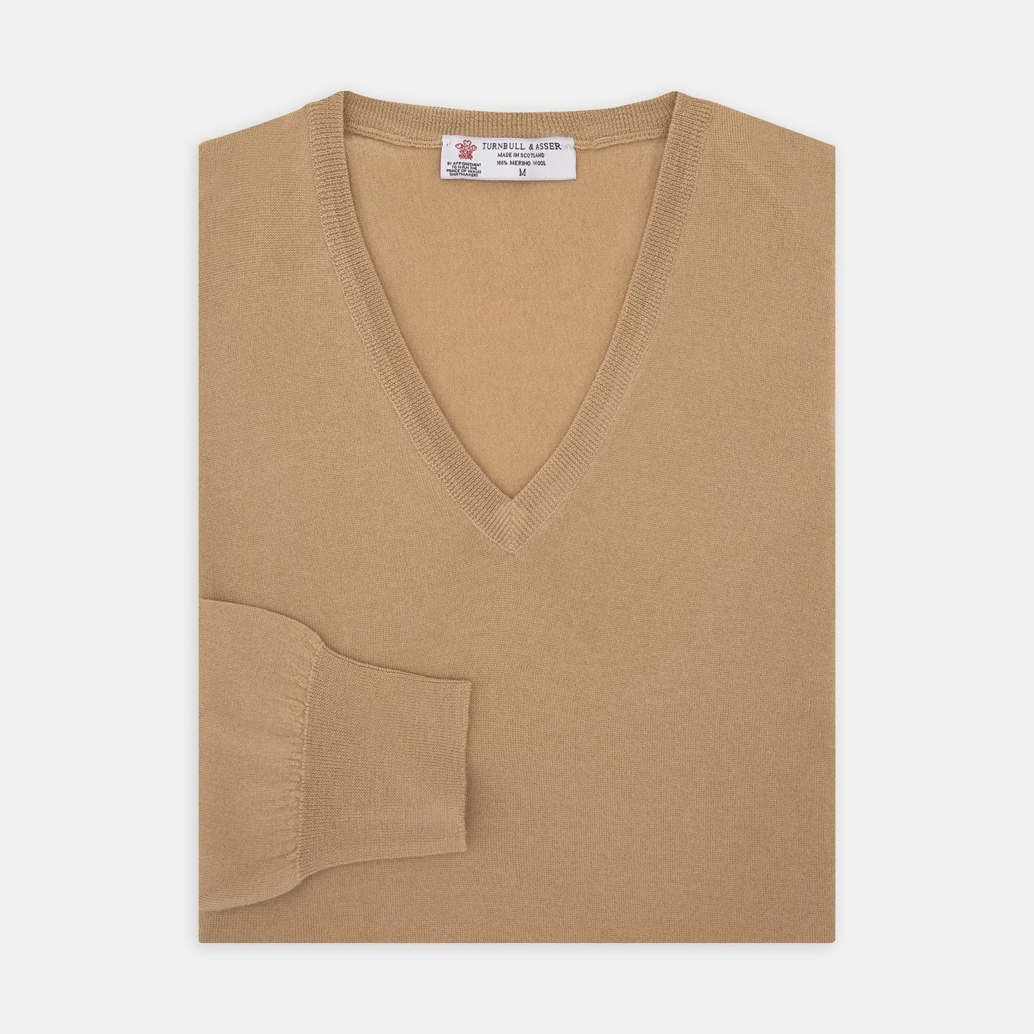 Camel  V-Neck Merino Wool Jumper