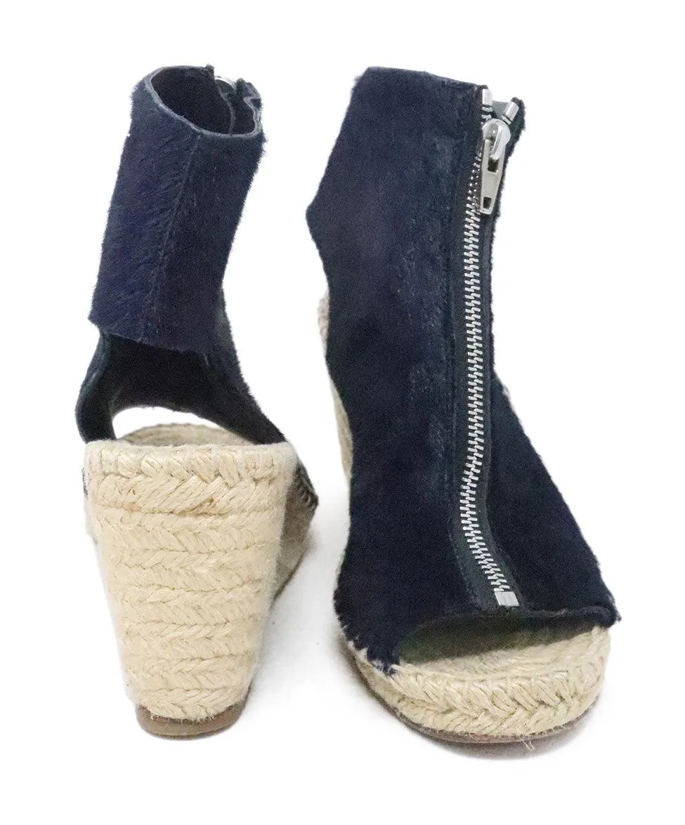 Celine Navy Pony Fur Espadrille Wedges sz 7