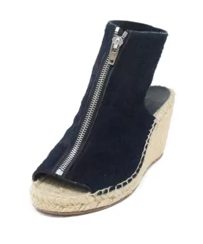 Celine Navy Pony Fur Espadrille Wedges sz 7