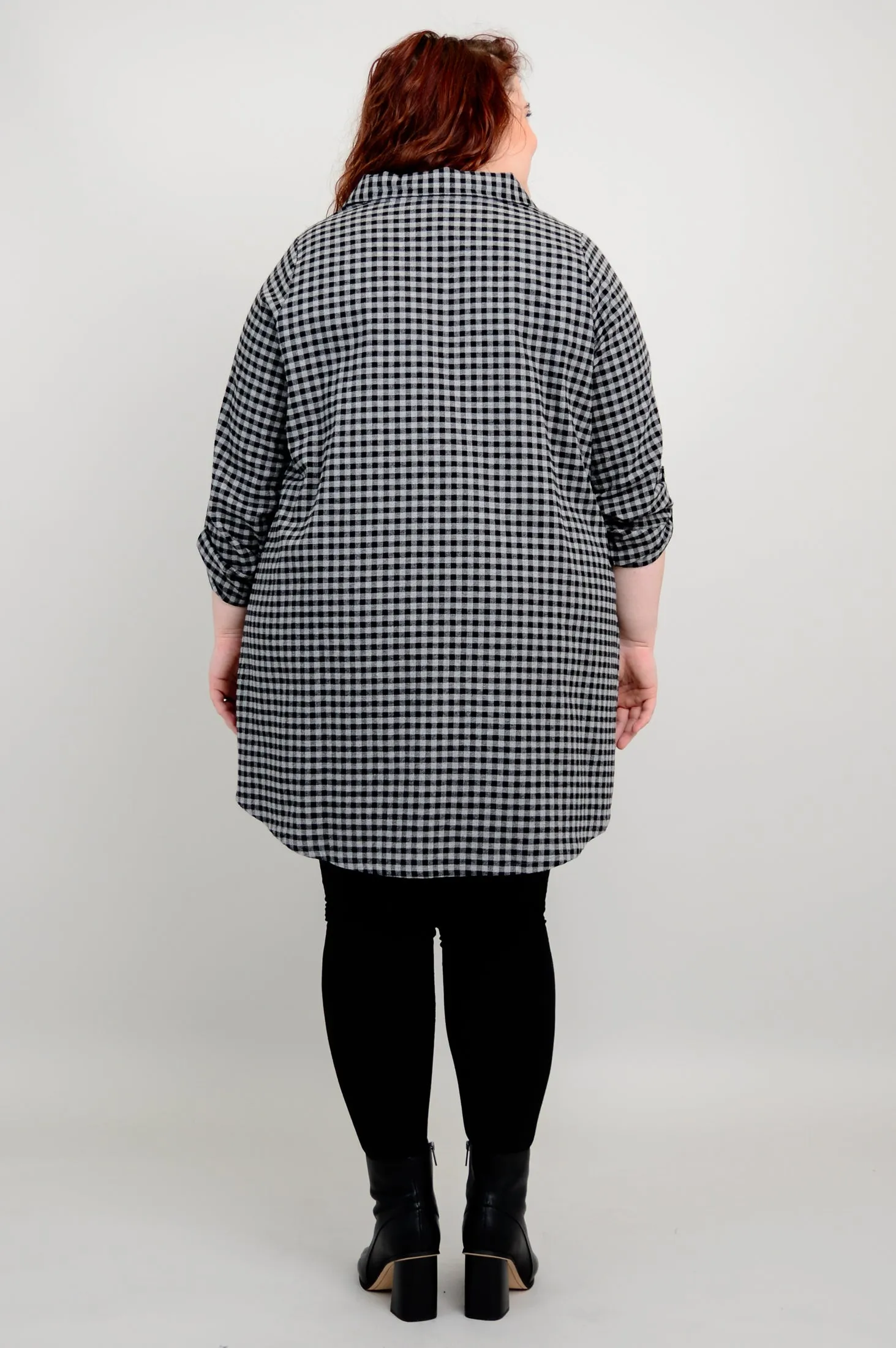 Celine Tunic, Charcoal Gingham, Cotton Flannel - Final Sale