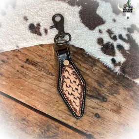 Channeling Tooled Leather Keychain