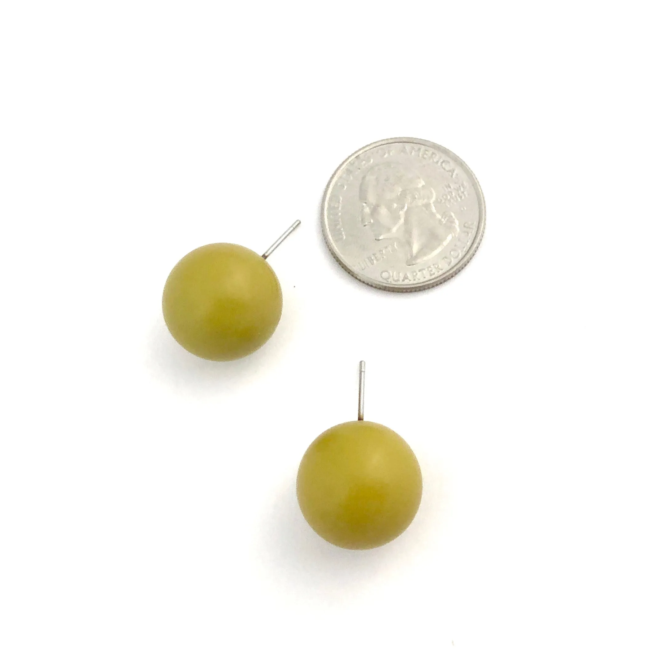 Chartreuse Jumbo Ball Stud Earrings