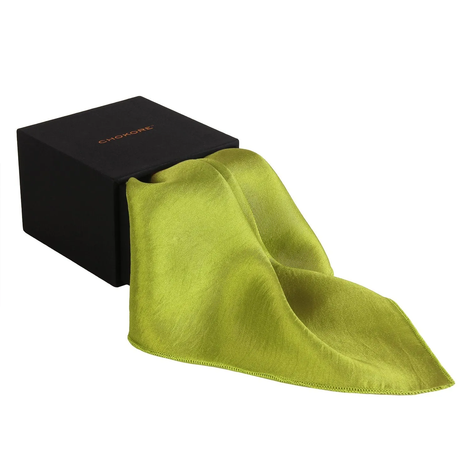 Chokore Lime Green Pure Silk Pocket Square, from the Solids Line