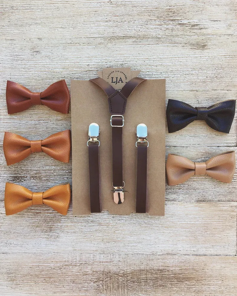 Cognac Leather Bow Tie