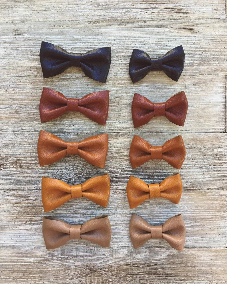 Cognac Leather Bow Tie