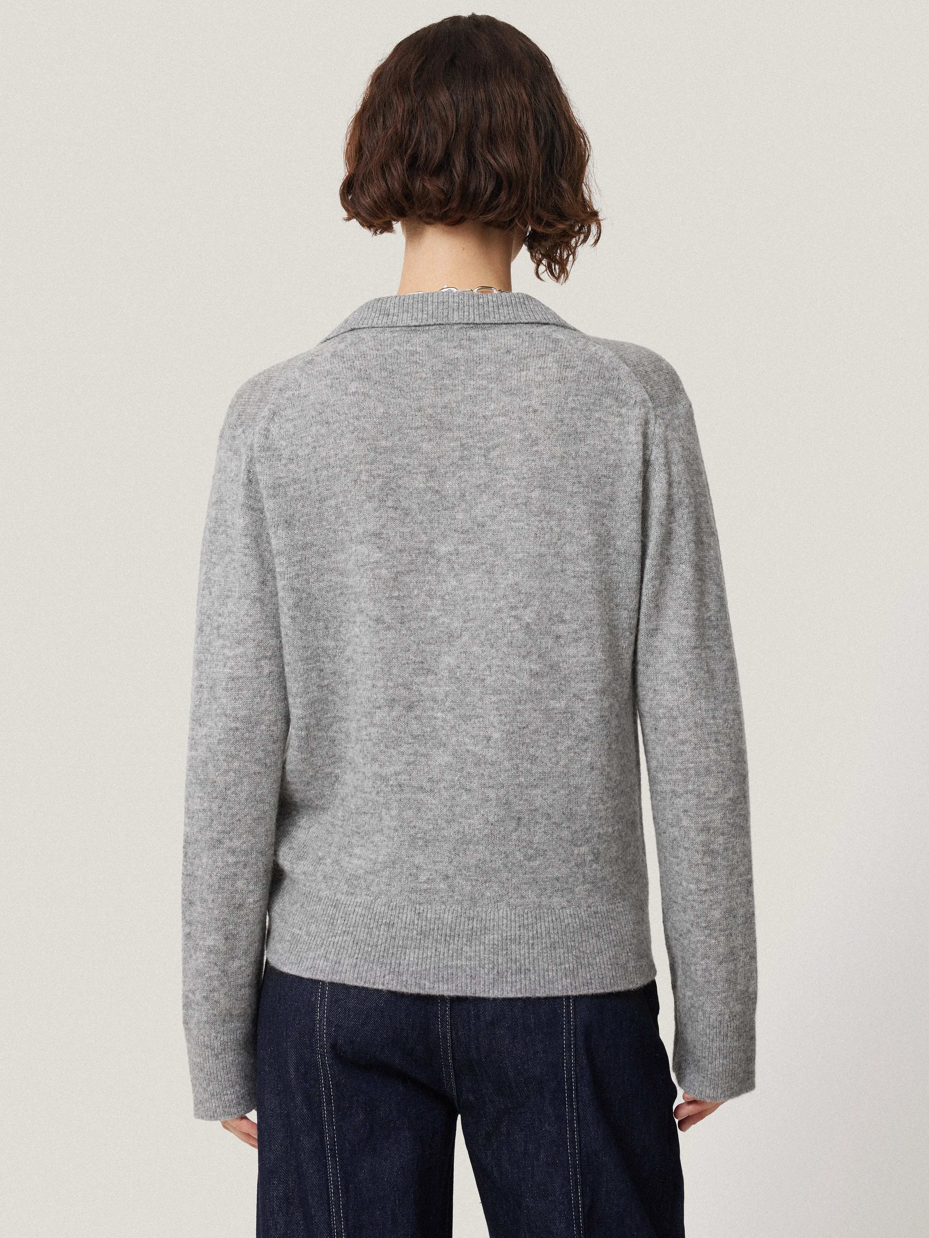 Compact Wool Collar Jumper | Light Grey