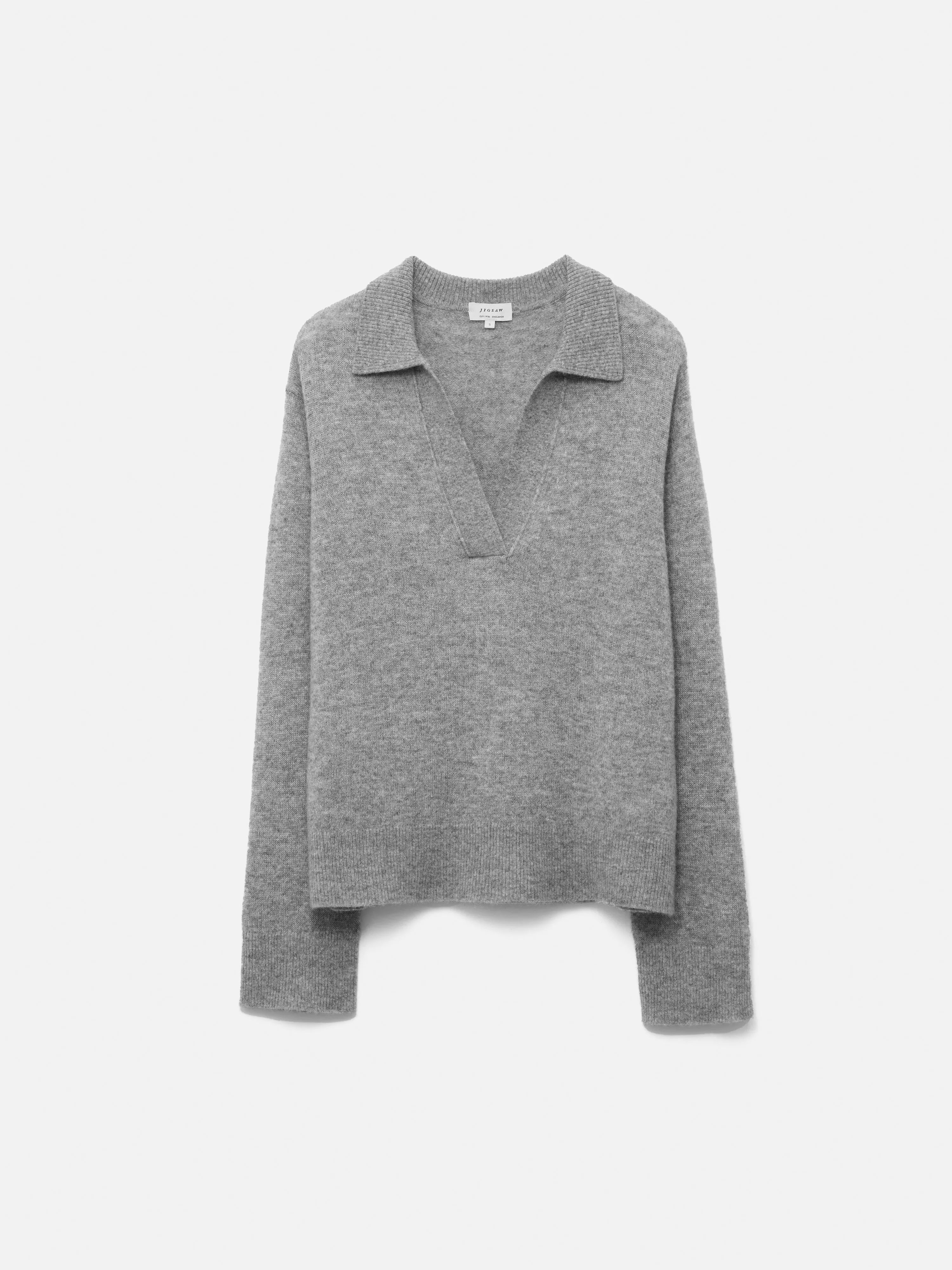 Compact Wool Collar Jumper | Light Grey