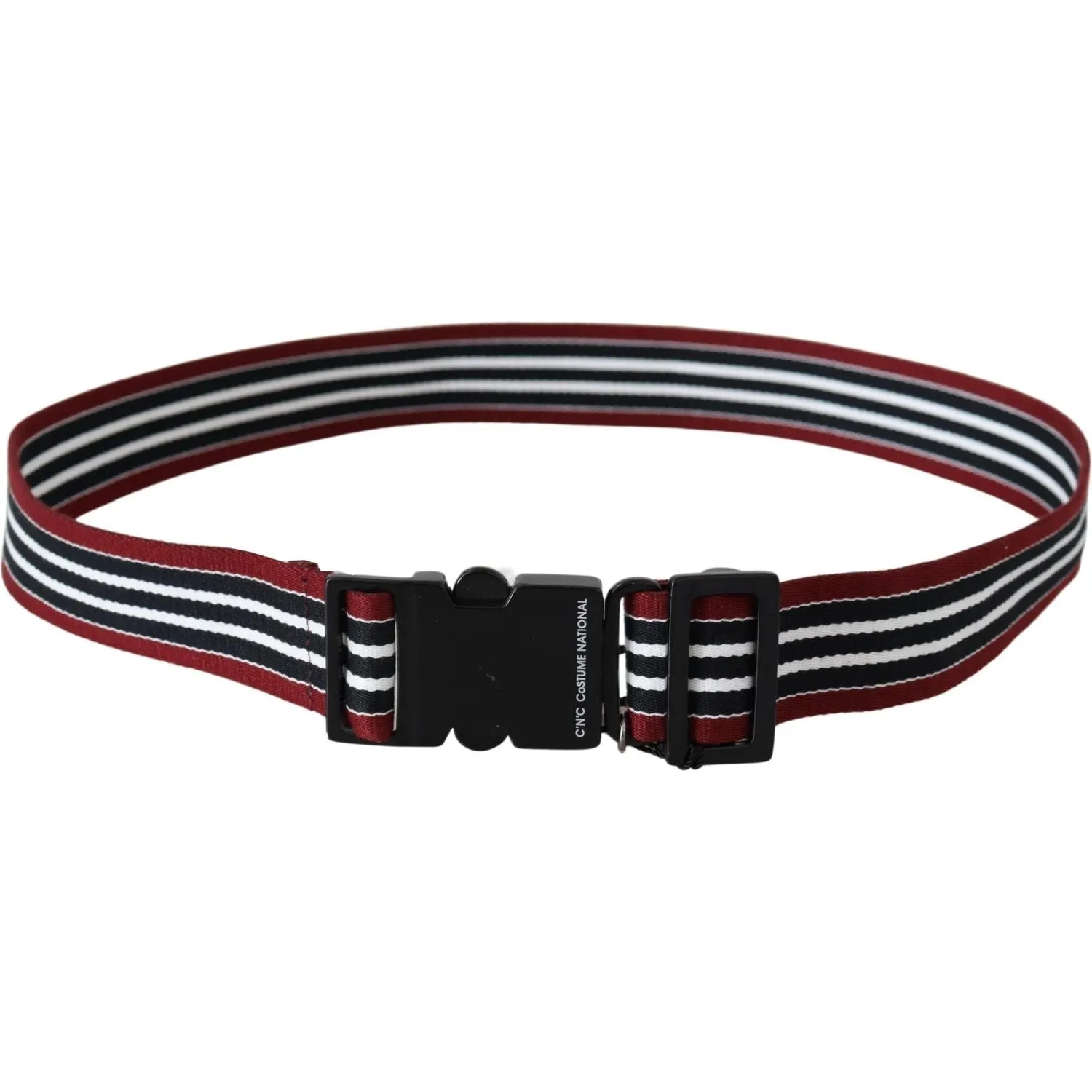 Costume National Striped Leather Fashion Belt in Black & Red