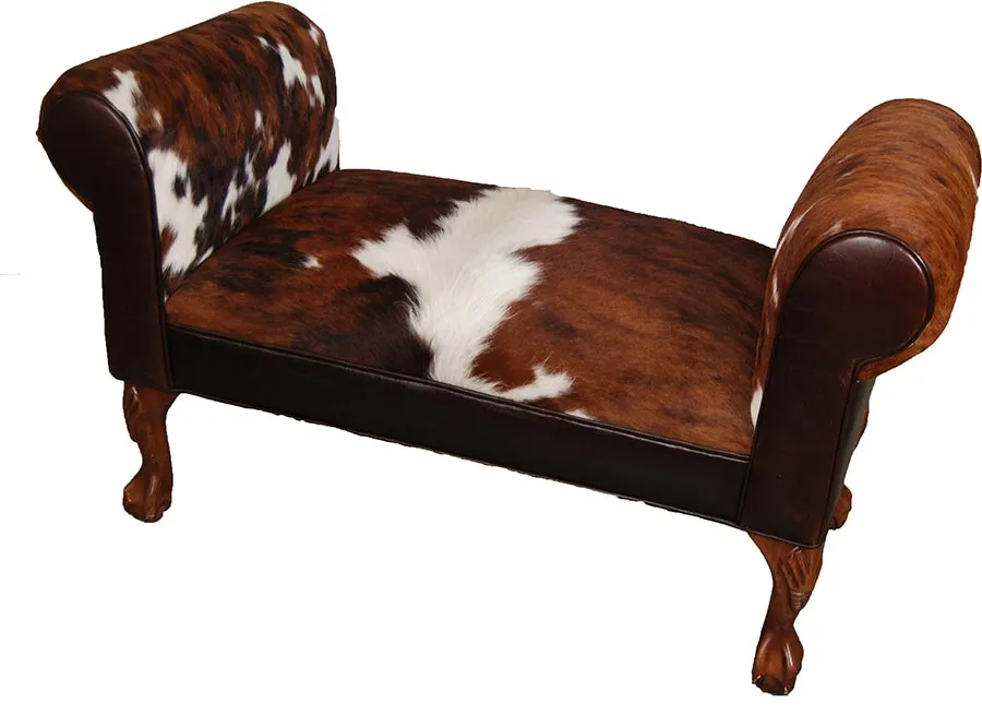 Cowhide Rolled Arm Bench