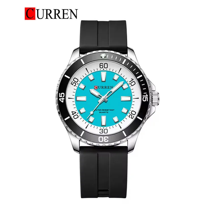 CURREN Original Brand Rubber Straps Wrist Watch For Men With Brand (Box & Bag)-8448