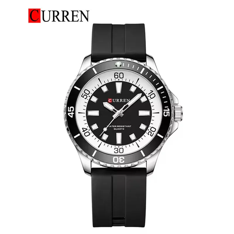 CURREN Original Brand Rubber Straps Wrist Watch For Men With Brand (Box & Bag)-8448