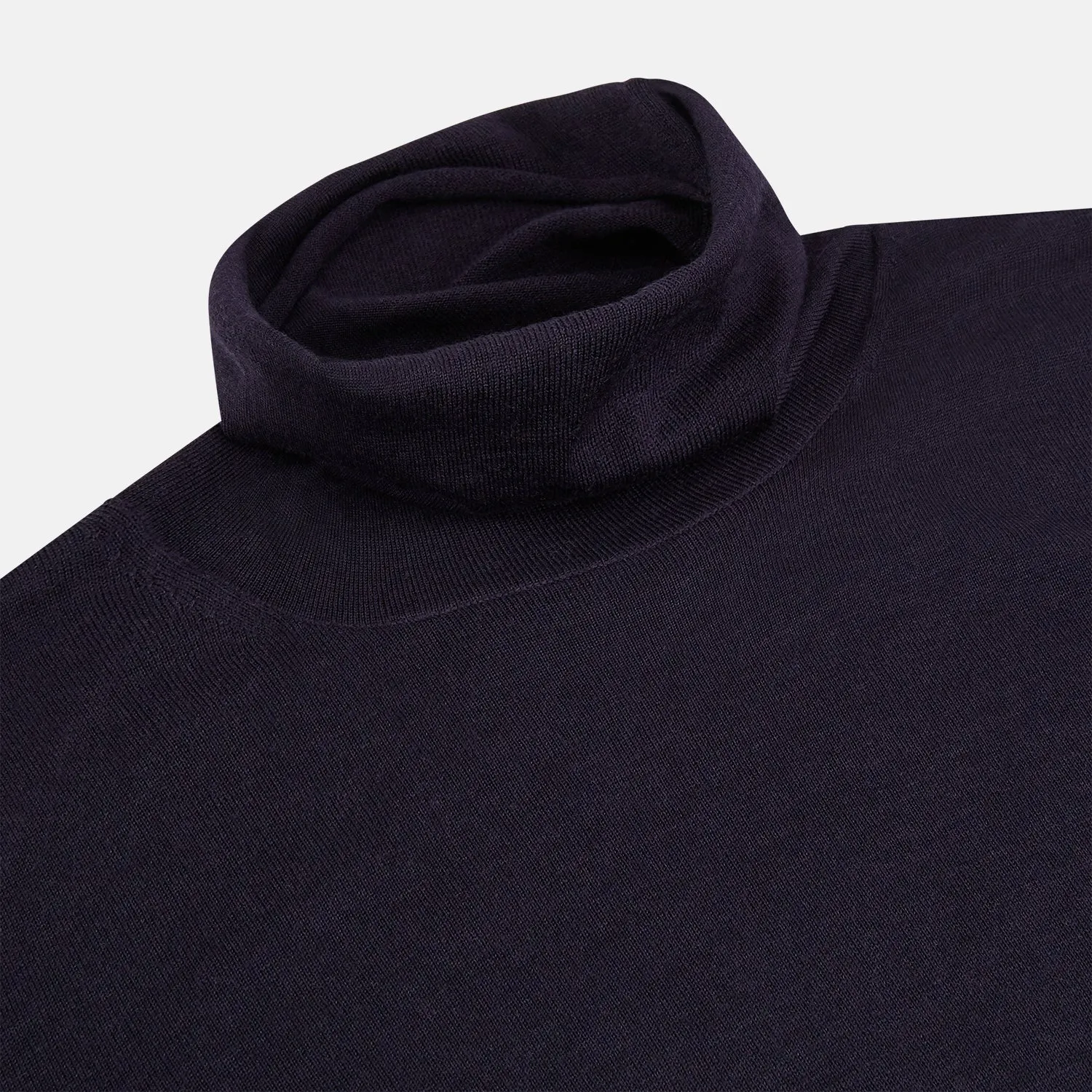 Dark Purple Fine Merino High Neck Jumper