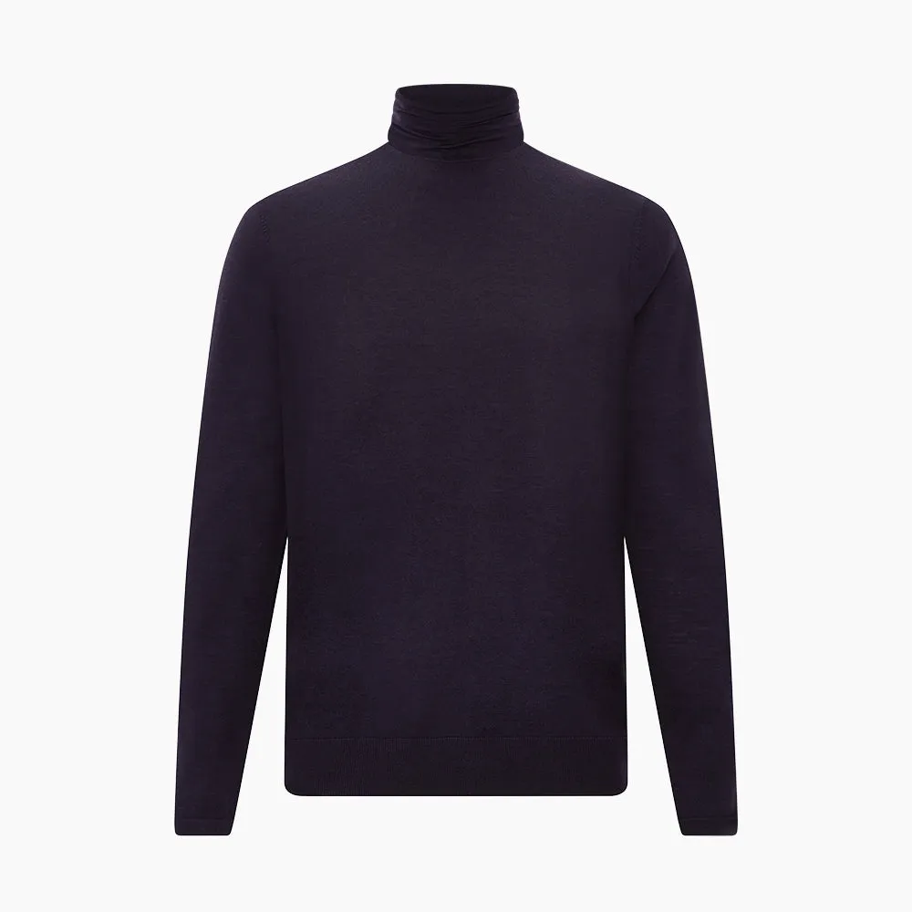 Dark Purple Fine Merino High Neck Jumper