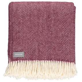 Dark Red Herringbone Wool Throw