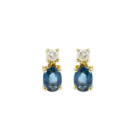 Diamond and Sapphire Dangle Studs