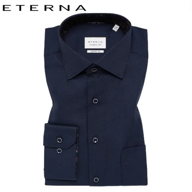 Eterna Navy Shirt With Trim Detail Navy