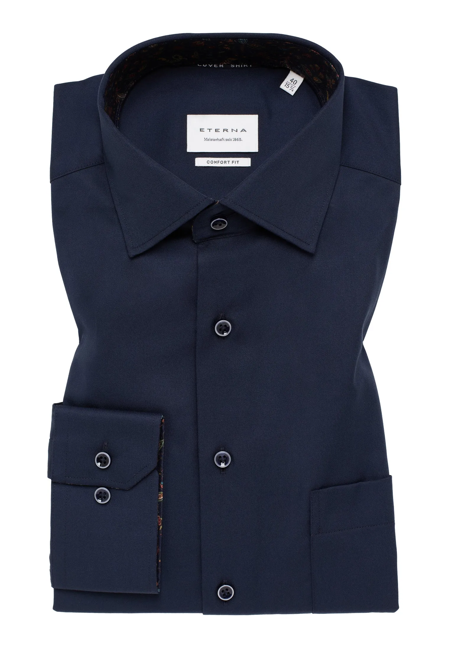 Eterna Navy Shirt With Trim Detail Navy