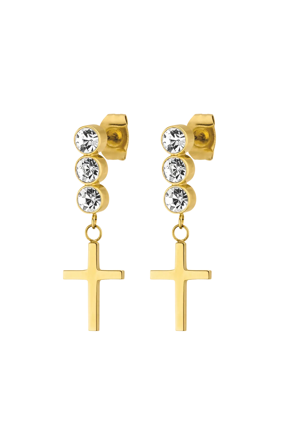 Faith Cross Studs Gold