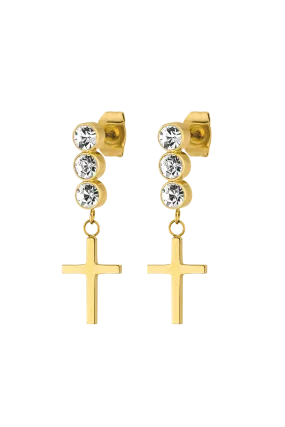 Faith Cross Studs Gold