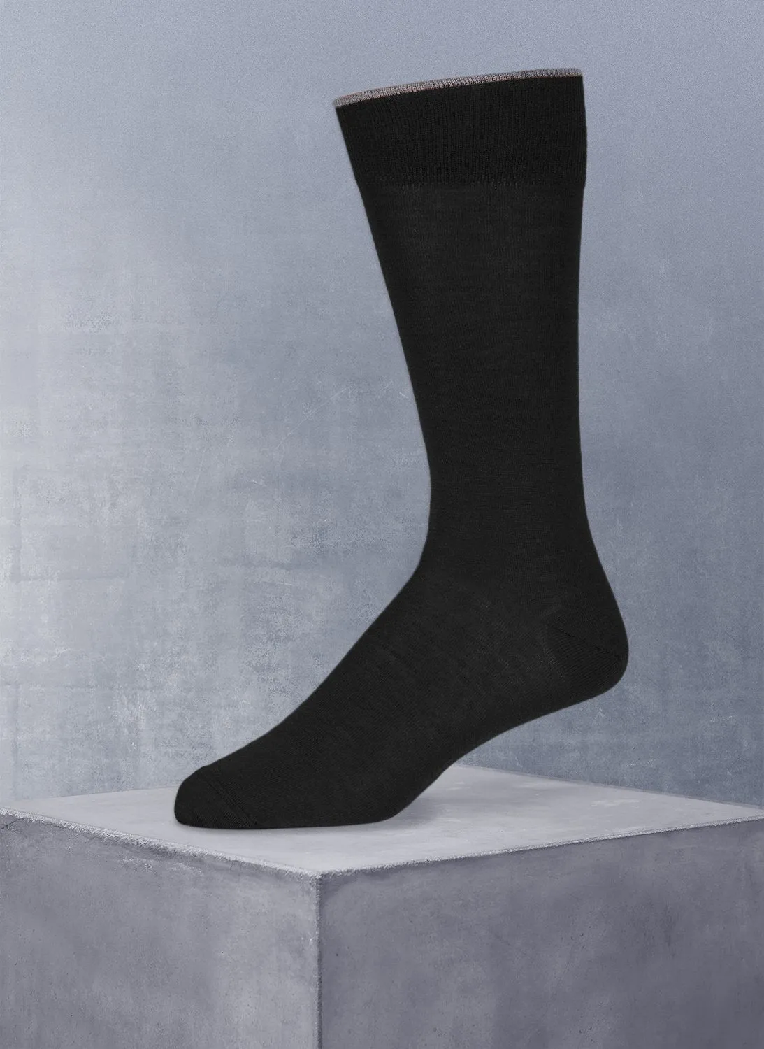 Flat Knit Merino Wool Sock in Black