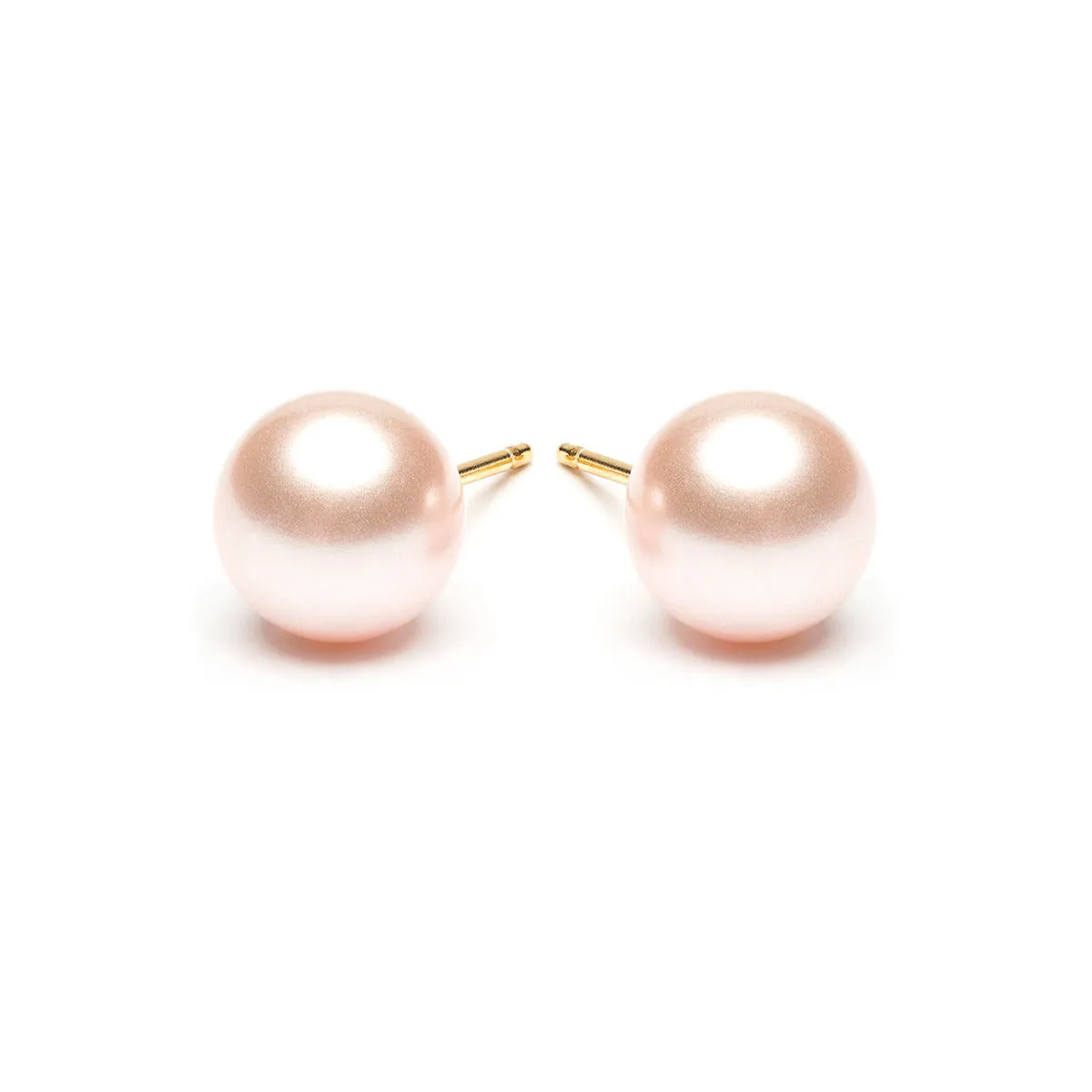 Gold Plated 8 mm Pink Pearl Stud Earrings