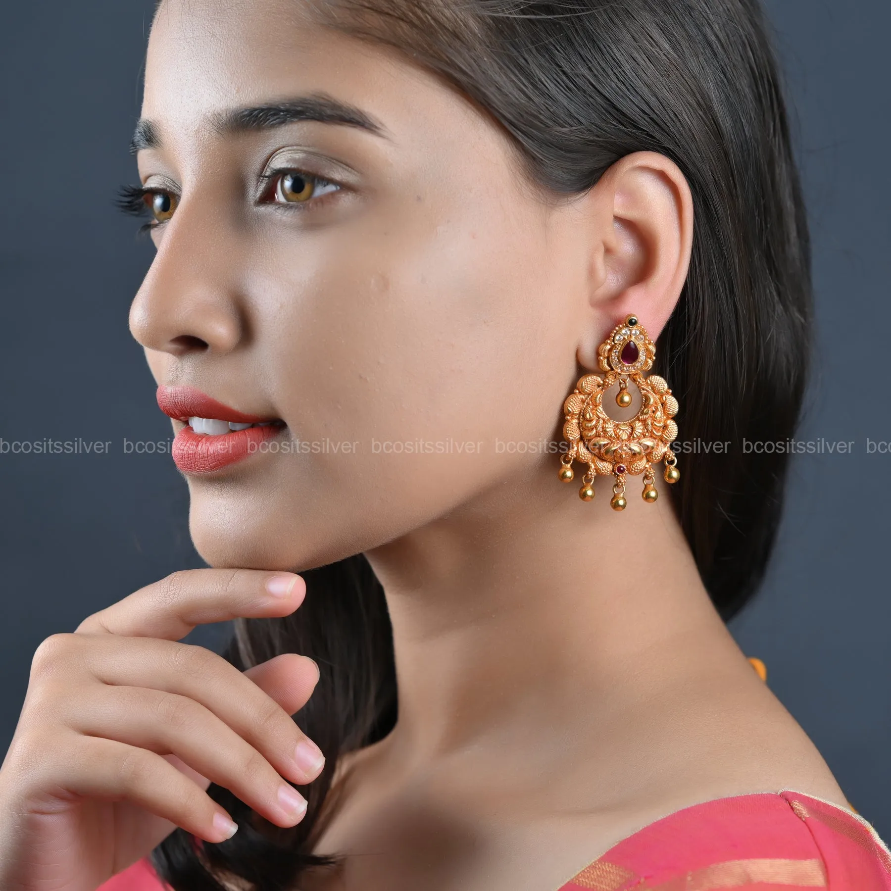 Gold Plated Kundan Chandbali - 7007