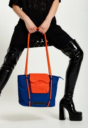 Quilted Logo Tote Bag in Vibrant Orange and Royal Blue by House of Holland - Stylish & Functional Accessory