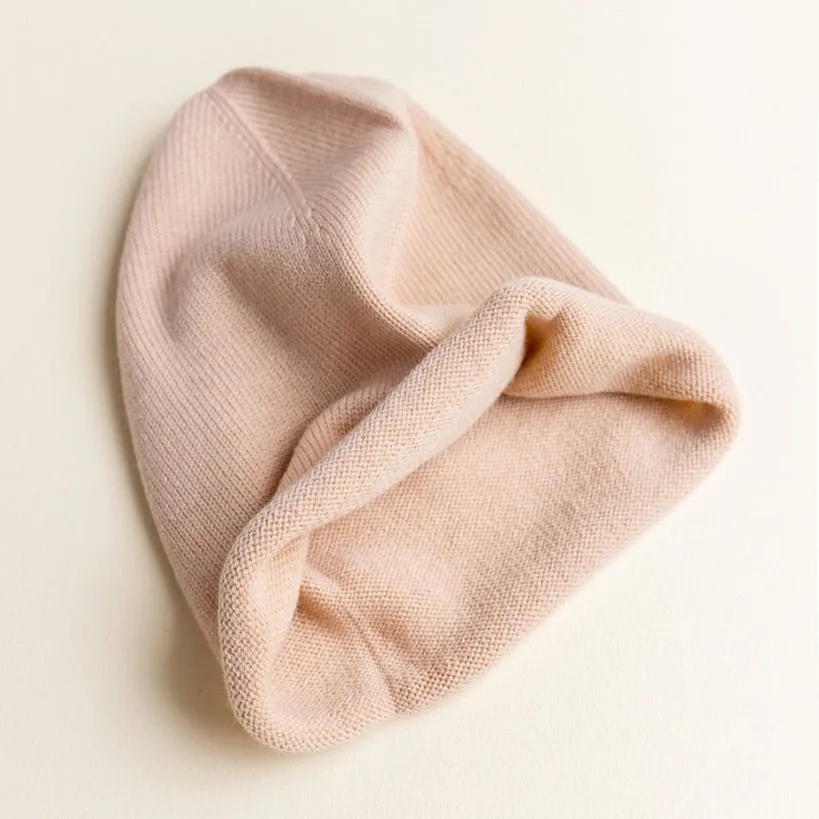 Hvid Jersey Beanie - 100% Merino Wool (2-6y)