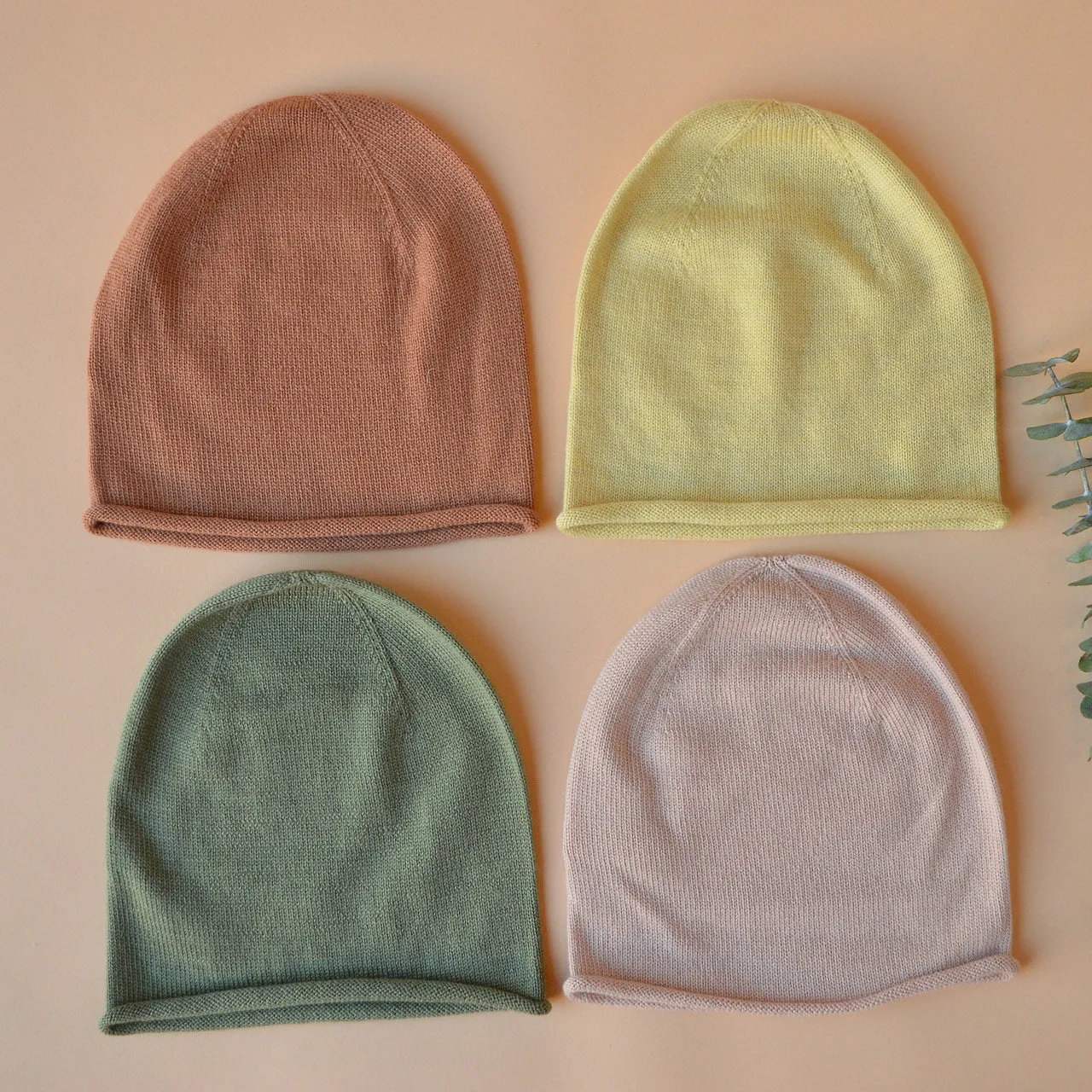 Hvid Jersey Beanie - 100% Merino Wool (2-6y)