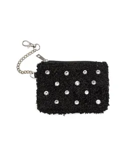 Keychain Pouch Black With Crystals